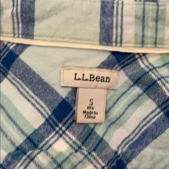 LL Bean Plaid Flannel Button Down Top S - Picture 5 of 6